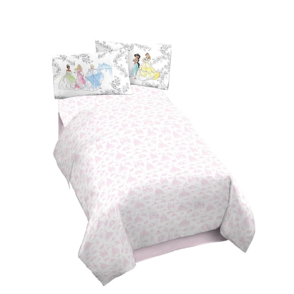 Disney, Princess 'Floral Garden' Kids 4-Piece Full Sheet Set, 100% Polyester