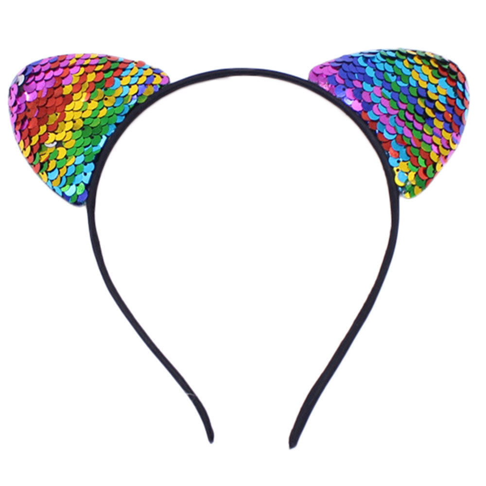 TIEVOSA Girls Glitter Headband Cat Ear Hair Head Hairband Photography Props
