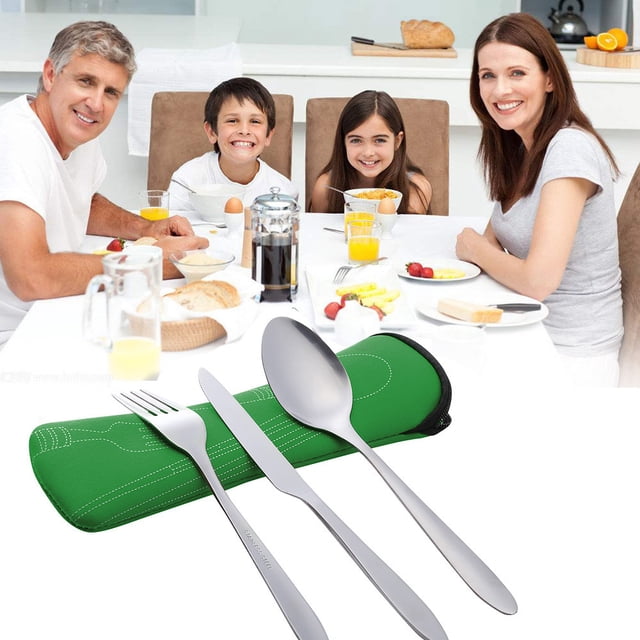 TIMIFIS Travel Cutlery Stainless Steel Fork Spoon Chopsticks Travel Camping Cutlery Eyeful 3Pc Kitchen Appliances