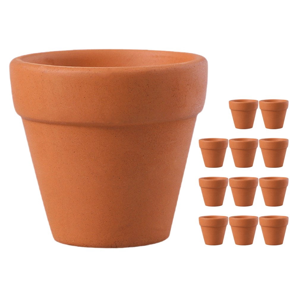 HLONK 12pcs Small Terracotta Planters with Drainage Holes Mini Clay Pots for Indoor Plants Succulents Flowers Garden Nursery Clay Pots