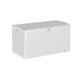 thumbnail image 1 of 99 Gallon Outdoor Wicker Resin Deck Box – Lockable Waterproof Patio Storage Bench with Hydraulic Lift – Weather-Resistant for Cushions, Garden Tools, Pool Accessories – White, Woven Strap, 1 of 8