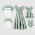 thumbnail image 1 of PatPat Tenues Assorties pour la Famille Robes Smockées à Imprimé Floral Intégral et Robe en Coton à Rayures Colorblock Fille 6-7 Ans, 1 of 5