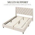 thumbnail image 4 of FullFurnique Upholstered Platform Bed Frame with Wooden Slat Support, Queen, Beige, 4 of 9