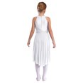 thumbnail image 2 of RUNQHUI Kids Girls Sleeveless Shiny Rhinestone Ruched Ballet Leotard Dress Lyrical Modern Contemporary Ballroom White 14, 2 of 7