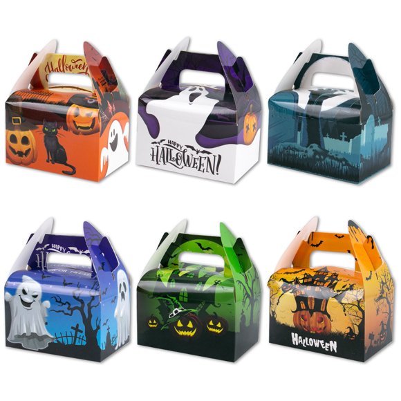 Halloween Party Boxes 6 Pack 3D Paper Pumpkin Candy Themed Snack Holders For Trick Classroom Celebrations Supplies Storage Containers 6PCS