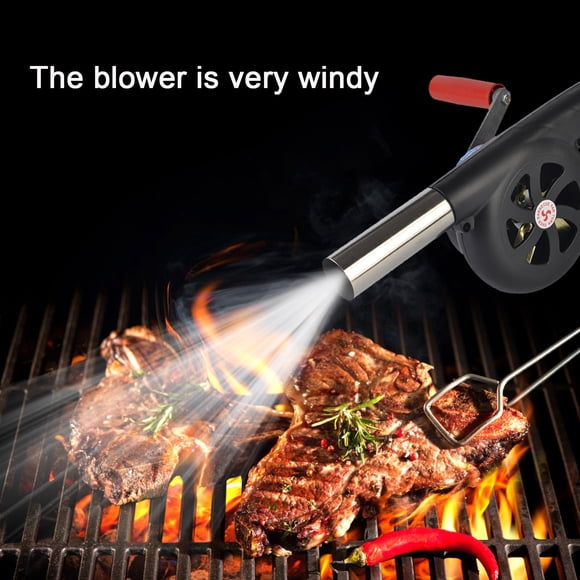 Vaidha Hand-Cranked BBQ Fire Blower | Manual Camping Grill Tool | Outdoor Picnic Combustion Fan | Portable ABS & Stainless Steel Design | 29x12cm Size