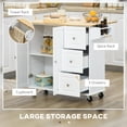 thumbnail image 4 of HOMCOM Kitchen Island on Wheels Kitchen Cart with Drop Leaf Drawers, White, 4 of 10