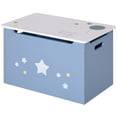 thumbnail image 1 of Qaba Kids Wooden Toy Storage Box Organizer Chest with Gas Stay Bar Seating Bench 21.75" x 13.5" x 14" Blue, 1 of 10