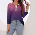thumbnail image 4 of T-shirts pour Femmes Mode Féminine T-Shirt Imprimé Manches 3/4 Blouse Col Rabattu Décontracté, 4 of 8