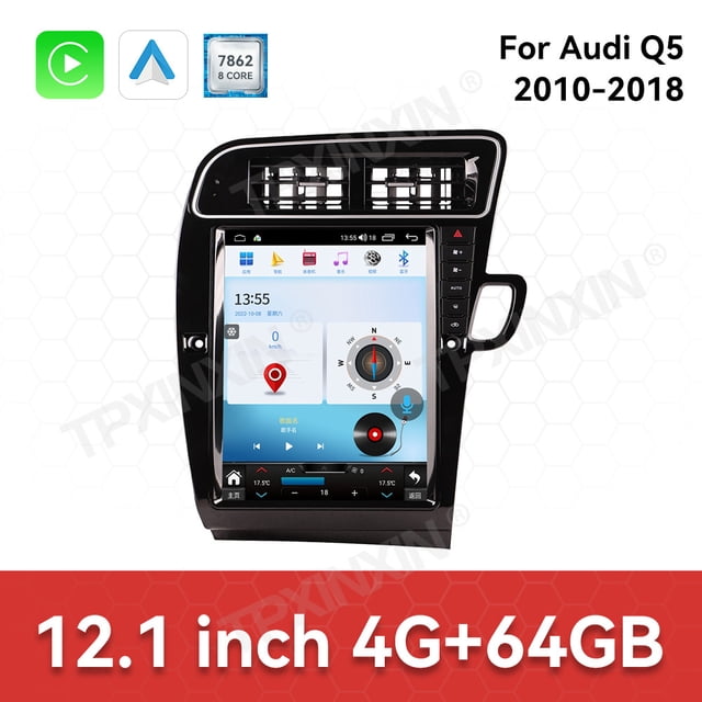 TPXINXIN For Audi Q5 2010-2018 Android 14 Carplay 12.1 inch Car Radio Stereo Automotive Multimedia Stereo Player GPS Navigation Head Unit(RHD)