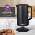 thumbnail image 3 of Salton Cordless Electric Kettle – 1.7 L, Black| BPA Free | Quick Boil 1500W Heating Element | Auto Shut Off & Boil Dry Protection | 360° Swivel Base | Clear Water Window | Cord Storage  (JK2178BK), 3 of 8