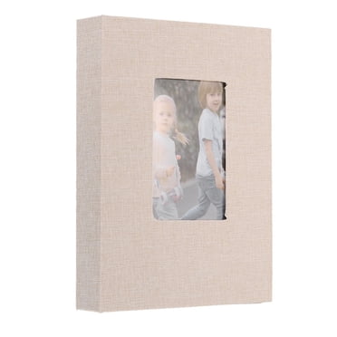 Uxcell Small Photo Album, 5 x 7 inch Linen Cover Picture Book Hold 52 Photos, Beige