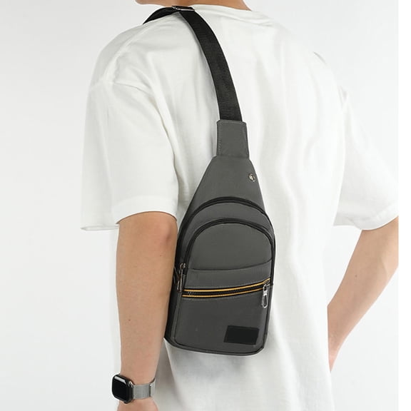 Sac Bandoulière pour Homme à Grande Capacité, Sac à Bandoulière en Toile 30x17x6 cm pour la Randonnée et le Voyage, Sac Messager Polyvalent pour l'Extérieur pour les Déplacements Quotidiens Hzhnb / Tissu, Gris