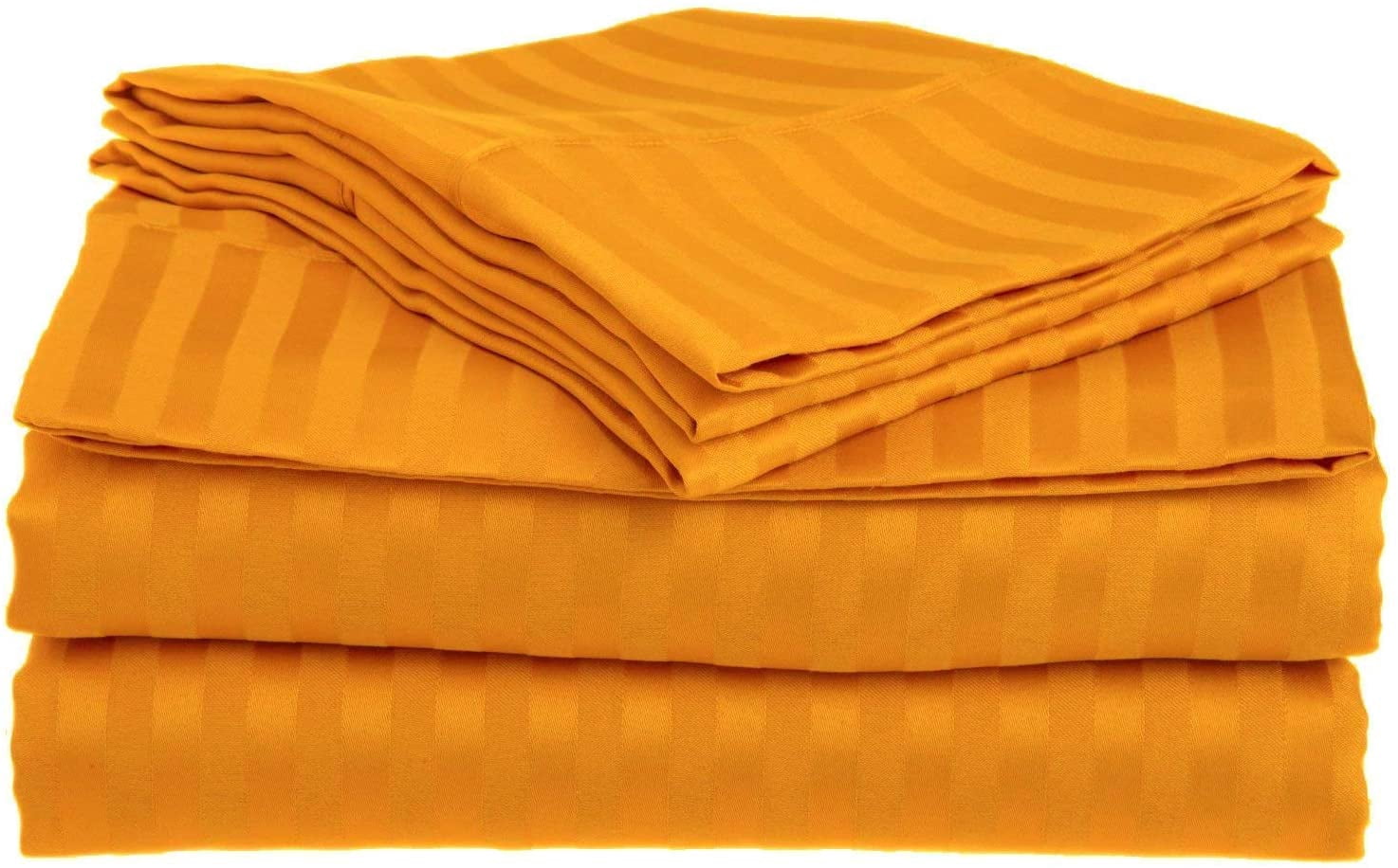 600 Thread Count 3 Piece ( 1-Fitted Sheet + 2 - Pillow Cases ) Fitted Sheet 24 Inch Deep Pocket 100% Egyptian Cotton Stripe Pattern