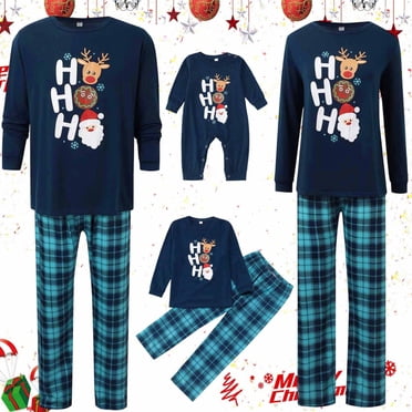 Zhanying Christmas Pajamas 2 Pcs Sets Pajamas pour Couples Pyjamas Familiaux Pyjama des Fêtes Pyjama de Noël Femmes Bleu