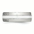 thumbnail image 3 of Bague en Céramique Blanche Polie en Acier Inoxydable CZ Taille 8, 3 of 7
