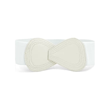 Unique Bargains Women's Solid Color Interlock 8-Shaped LBuckle Elastic Belts