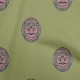 thumbnail image 1 of oneOone Silk Tabby Green Fabric Asian Block Face Craft Projects Decor Fabric Printed By The Yard 42 Inch Wide, 1 of 4