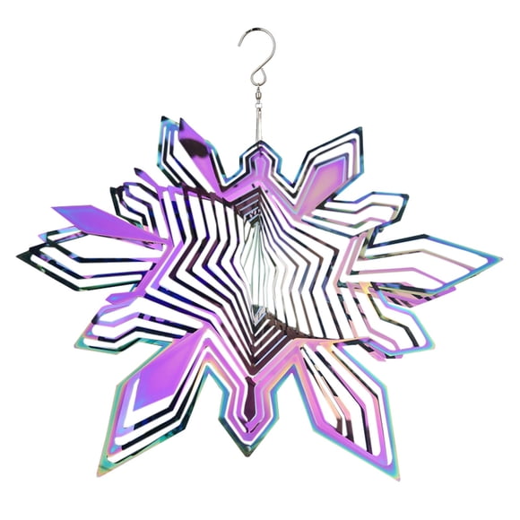 Rbaofujie Glass Christmas Ornaments Christmas Snowflake Shape Three-dimensional Rotating Wind Chime Suitable for Holiday Decorations and Gifts Vintage Christmas Decor