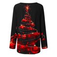 thumbnail image 4 of Pisexur Hauts de Noël pour Femmes Manches Longues Imprimé Vacances T-Shirt Mode Col Rond Chandail Décontracté Ample Automne Sortie, 4 of 5
