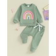thumbnail image 2 of Faithtur 2PCS Baby Girls Fall Outfits Long Sleeve Rainbow Print Sweatshirt + Pants Set Toddler Clothes, 2 of 9