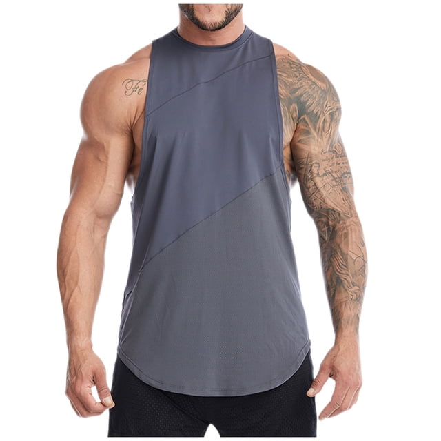 WMTBSRSW Men's Summer Quick Dry Athletic Tops Lightweight Jogging Tank Tops for Men Elastic Workout Gym Muscle Sleeveless Shirts