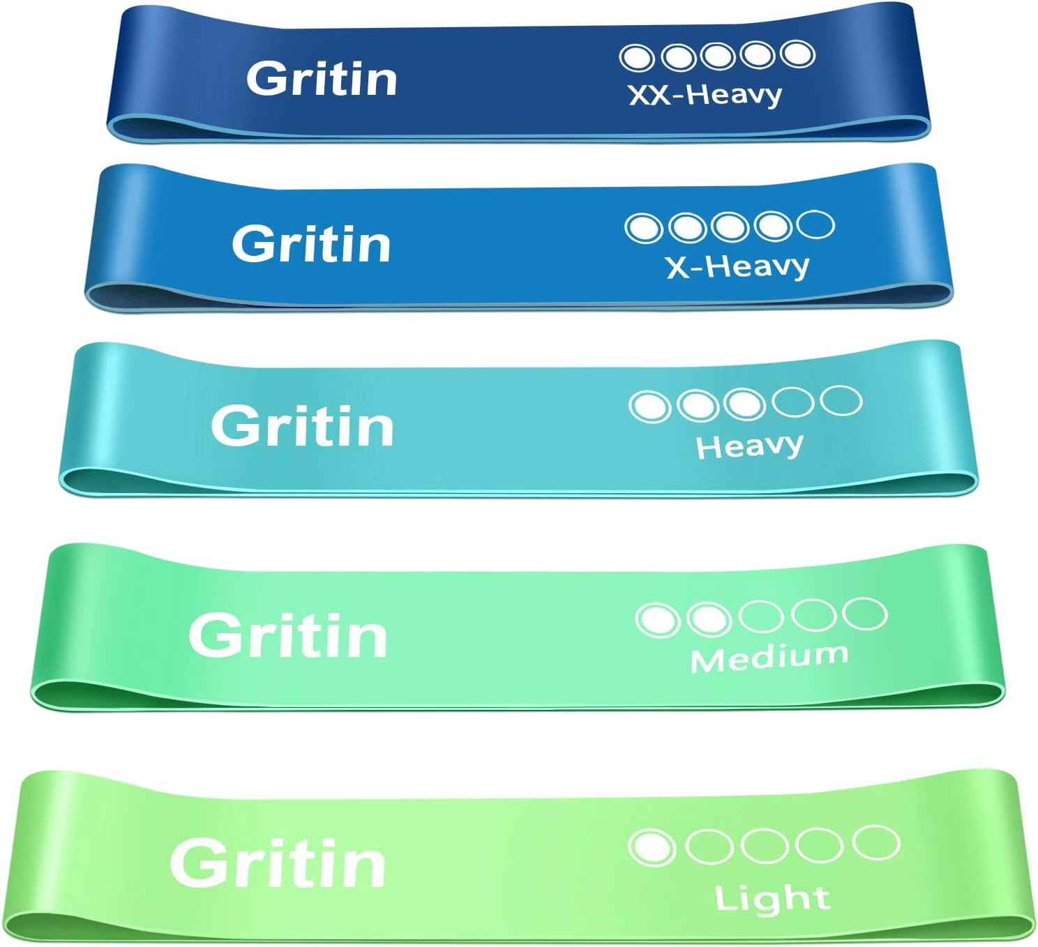 Gritin Resistance Bands, Set of 5 Skin-Friendly Resistance Fitness ...