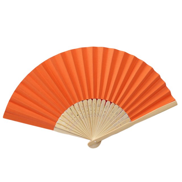 Rinsvye Solid Fan Folding Patty Paper Party Wedding Hand Dance Wall Flowers Decorations Held Silk Pattern Color Silk Folding Fan Tools & Home Improvement