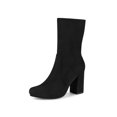 thumbnail image 1 of Unique Bargains Women's Rounded Toe Block Heel Stretch Ankle Boots, 1 of 8