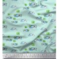 thumbnail image 1 of Soimoi Green Cotton Poplin Fabric Tree & Rhinoceros Animal Print Fabric by the Yard 56 Inch Wide, 1 of 5