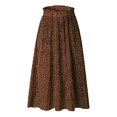 thumbnail image 1 of Jupes pour Femmes Mode Jupe Longue Imprimée Léopard Floral Poche Pressée Plissée Style Vêtements pour Femmes Café S, 1 of 5