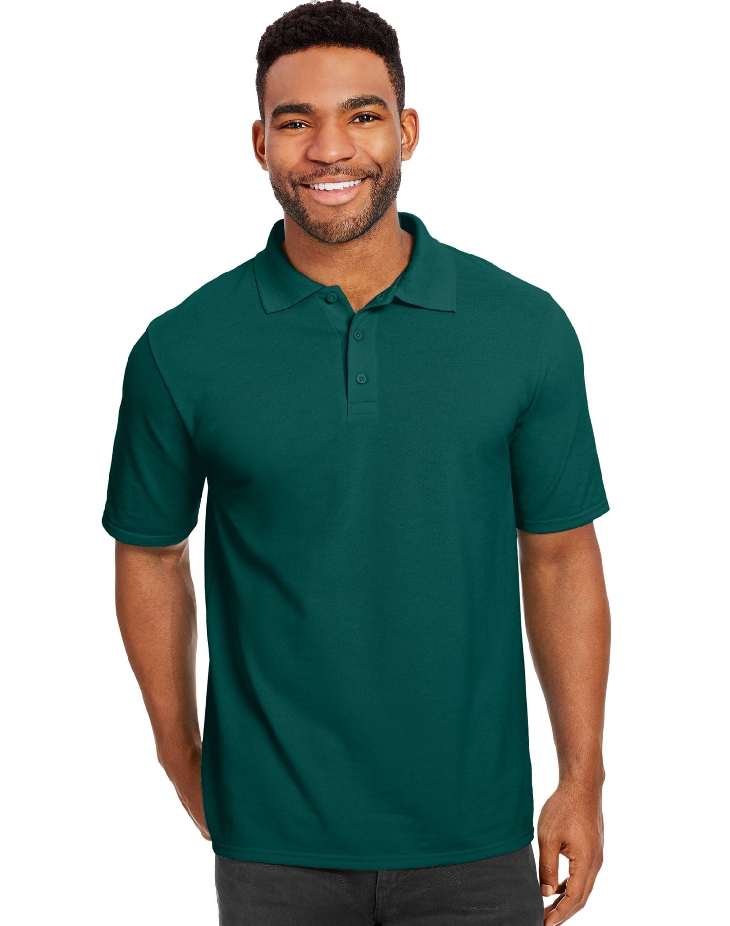 Hanes Mens FreshIQ X-Temp Pique Polo, M, Deep Forest