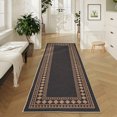 thumbnail image 4 of Garvee 2'x6' Modern Bordered Rug Solid Runner Rug, Geometric Washable Rugs Stain Resistant Low Pile Rug Non Slip Indoor Outdoor Carpet for Hallway Bedroom Home Office, Black and Coffee, 4 of 8