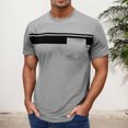 thumbnail image 2 of Men's Short Sleeved Round Neck T Shirt Men's Pullover Striped Printed Tops, 2 of 6