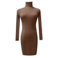 thumbnail image 4 of WTXUE Robe à Manches Longues, Robe Chandail Tricotée à Col Roulé pour Femmes Automne Hiver à Manches Longues, Robe Brune, Brun m, 4 of 4