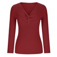 thumbnail image 4 of Timegard Chandails pour Femmes pour Sortir Col en V Croisé Manches Longues Coupe Ajustée Tricot Chandail Automne, 4 of 8