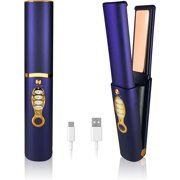 Cordless Hair Straighteners 5000 mAh Long Range Titanium Portable Flat Iron Wireless Mini Hair Straightener 2 in 1 for Straightening and Curling _Hair Dryer Gift