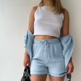 thumbnail image 4 of 2025 Set Womens Shorts Set Over Bathing Suit Long Sleeve Shirt Suit Womens Halter Top Swimsuit Shorts Two Piece Set Full Coverage Swimsuit Basic Shirt Top and Summer Bottoms for Women Shorts, 4 of 7