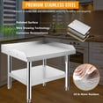 thumbnail image 3 of Heavy-Duty Stainless Steel Work Table, 36"x30"x24" with Adjustable Legs & Spill Containment for Restaurants & Food Service, 3 of 7