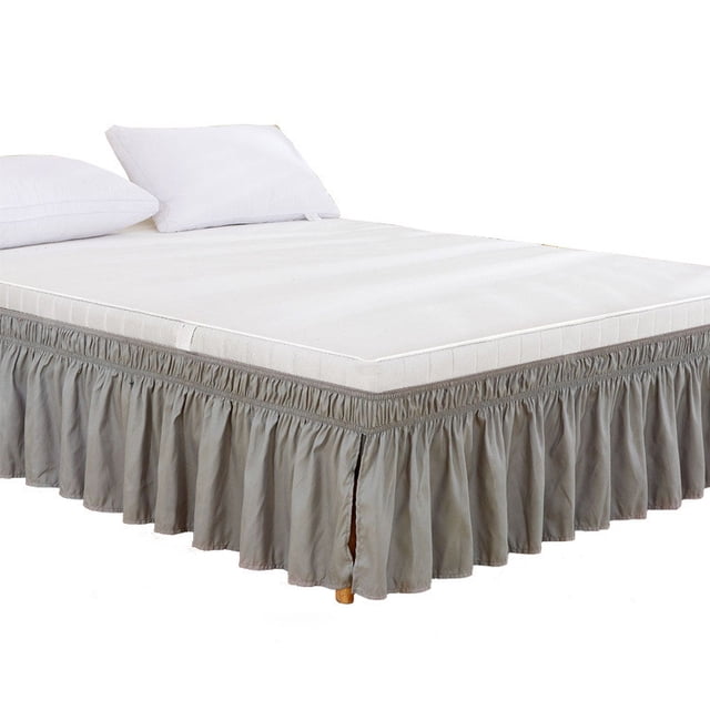 Agiferg Bed Skirt Wrap Around Elastic Ruffles Resistant with Adjustable Elastic Belt