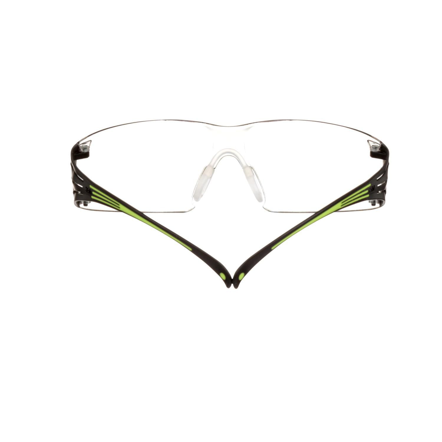 Lunettes de protection SF400M-WV-4-PS SecureFit(MC) 3M(MC) de Série 400, monture noire, accent vert, verres miroir antiégratignures,