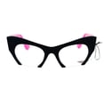 thumbnail image 3 of Unique Crop Bottom Retro Cat Eye Clear Lens Eye Glasses Black Pink, 3 of 4