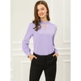 thumbnail image 3 of INSPIRE CHIC Women's Keyhole Stand Collar Pleated Back Button Blouse Tops, 3 of 6