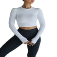 thumbnail image 1 of Ladies‘ Thumb Hole Long Sleeve Yoga Shirt with Cropped Design for Workouts, 1 of 6