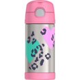 thumbnail image 1 of Bouteille isolée à pression de 12 Oz avec paille Funtainer de Thermos, Léopard, 1 of 7