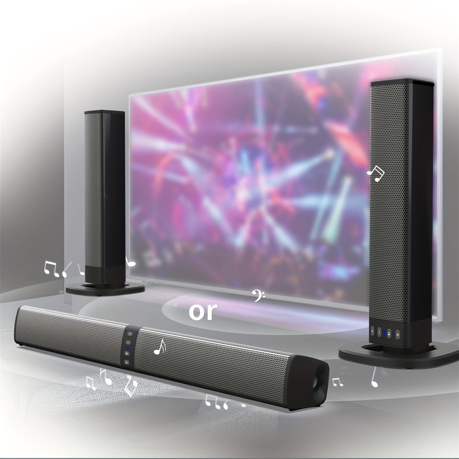 CEHVOM Portable Bluetooth Speakers,20W Detachable TV Soundbar Small Soundbar For TV,Surround Sound System TV Sound Bar Speakers with Bluetooth/AUX Connection For PC/Gaming/Projectors
