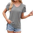 thumbnail image 2 of Pisexur Hauts d'Été pour Femmes, Pull Décontracté Uni à Manches Courtes, Hauts pour Femmes Rouge, m, 2 of 2
