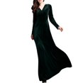 thumbnail image 2 of Robe de Soirée à Manches Longues en Velours Doré Automne et Hiver pour Femmes, 2 of 9