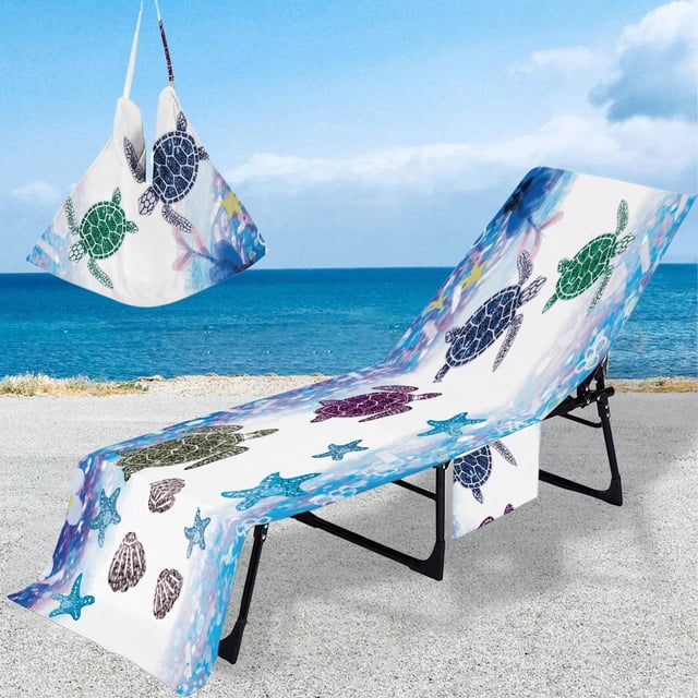 HOARBOEG Beach Chair Cover With Side Pockets Microfiber Chaise Chair Towel Cover For Sun Lounger Pool Sunbathing Garden Beach Hotel Easy To Carry Around