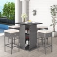 thumbnail image 1 of Costway Ensemble de 5 Pcs de Table de Bar en Osier pour l'Extérieur avec Étagères de Rangement Cachées Table de Bar Tabourets, 1 of 10